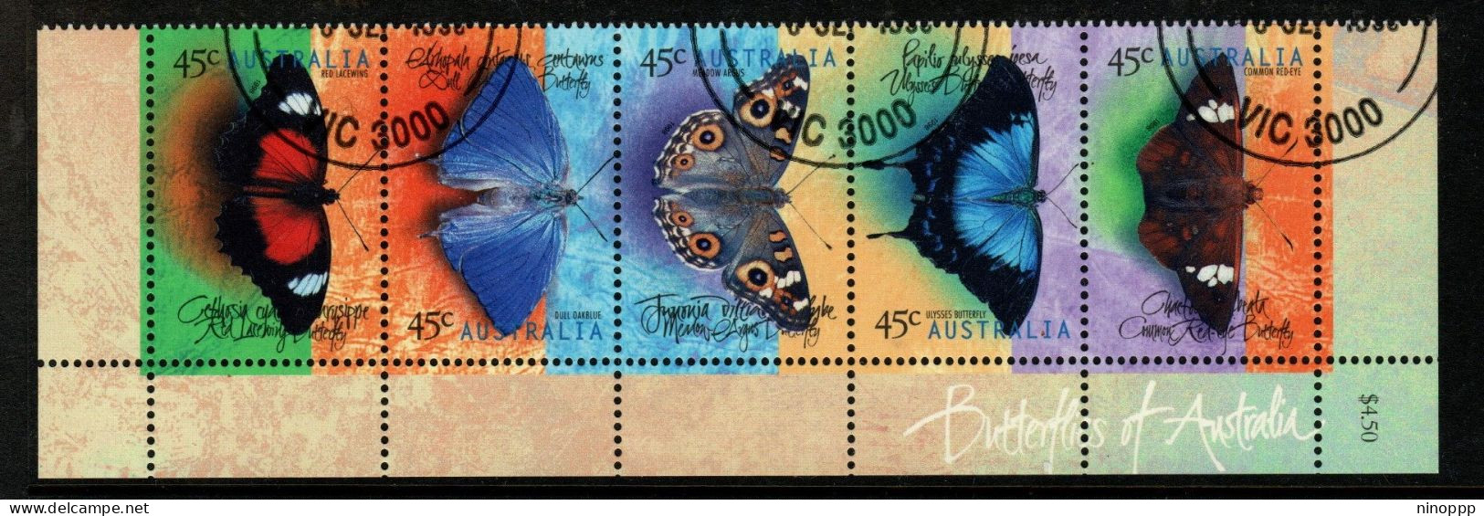 Australia ASC 1703b  1998 Butterflies Strip ,used - Gebraucht