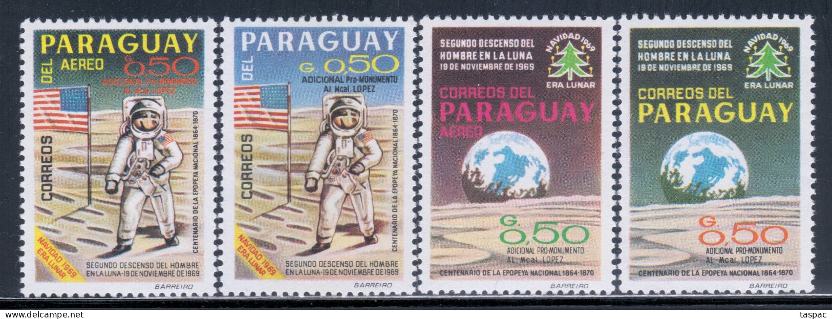 Paraguay 1970 Mi# Not Listed - Unofficial Set Of 4 ** MNH - Apollo 12 / Space - Südamerika