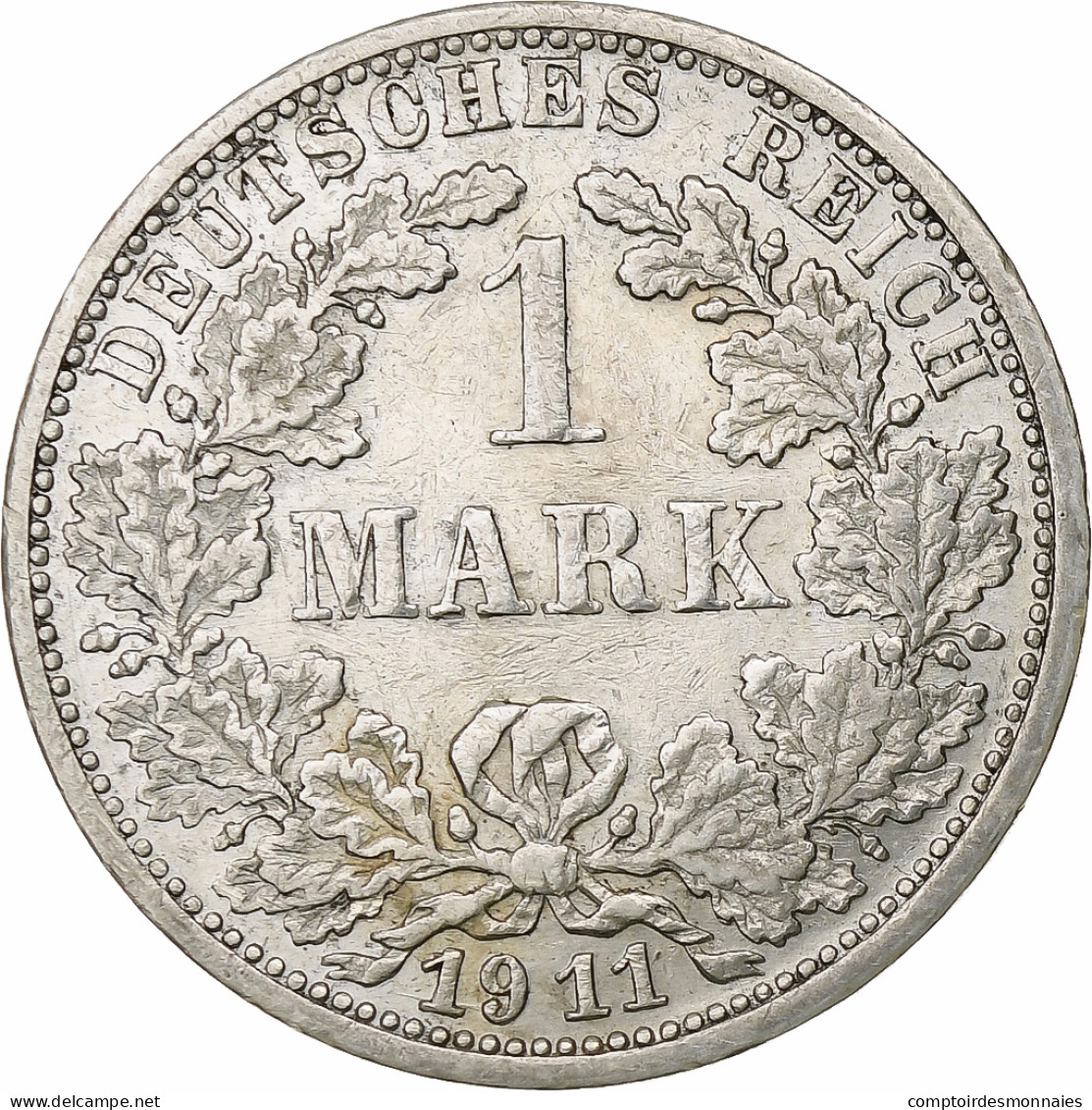 Empire Allemand, Wilhelm II, Mark, 1911, Stuttgart, Argent, TTB, KM:14 - 1 Mark