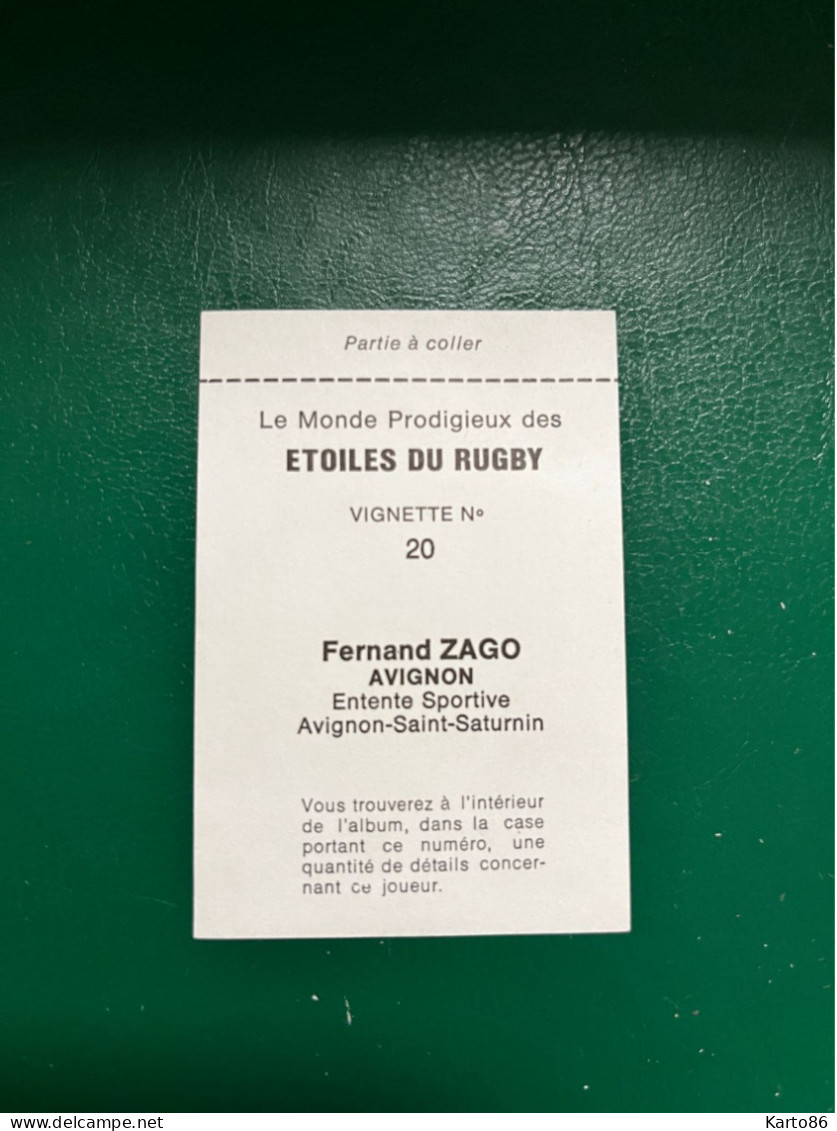 RUGBY * Fernand ZAGO * Avignon Entente Sportive Avignon St Saturnin * Joueur De Rugby Né à St Lys * Image Vignette - Rugby