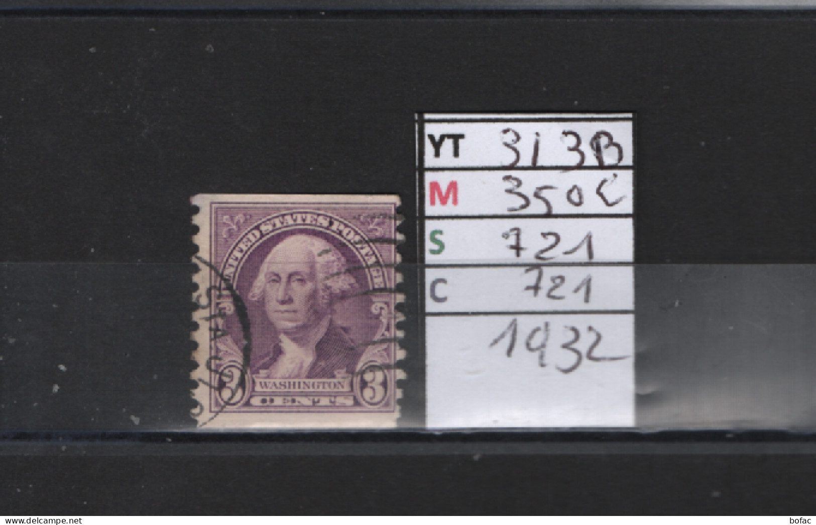 PRIX FIXE Obl 313B YT 350C  MIC 721 SCO 721 GIB George Washington Violet 1932  Etats Unis 58A/01 - Used Stamps