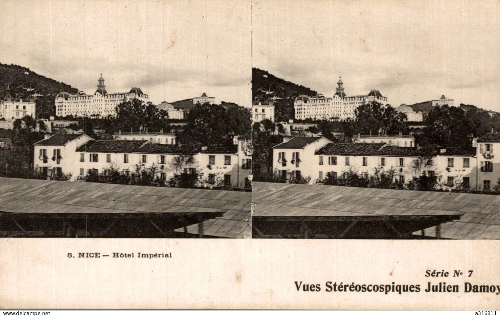 Carte Postale Vue Stéréoscopique Julien Damoy Série N° 7 : Nice Hotel Impérial - Stereoskopie