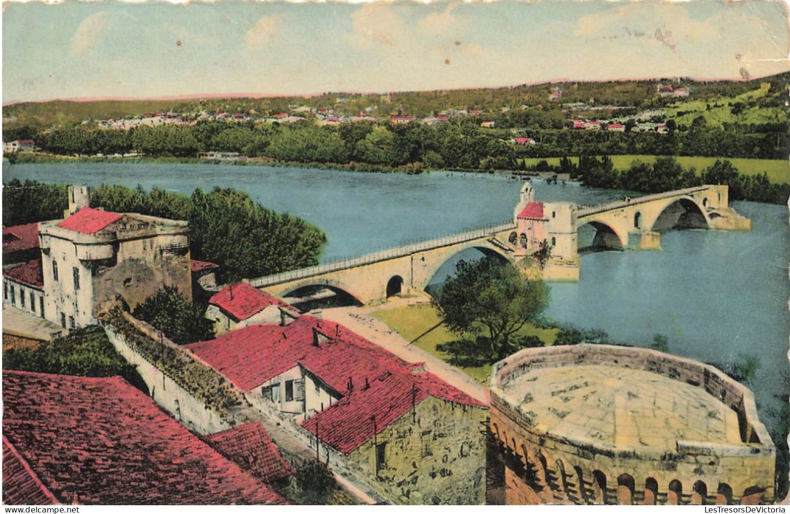 FRANCE - Avigon - Vue Sur Le Pont Saint Bénézet - Colorisé - Carte Postale Ancienne - Avignon