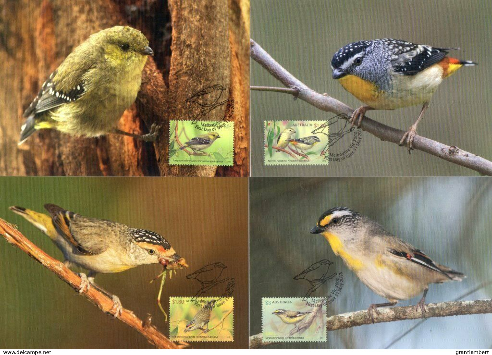 Australia 2013 Birds - Pardalotes Set Of 4 Maximum Cards - Cartoline Maximum