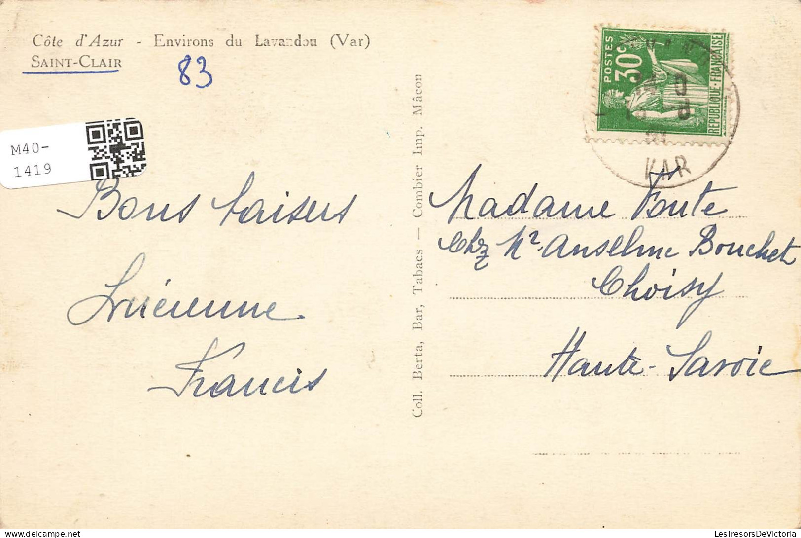 FRANCE - Côte D'Azur - Environs Du Lavandou (Var) - Saint Clair - Carte Postale Ancienne - Le Lavandou