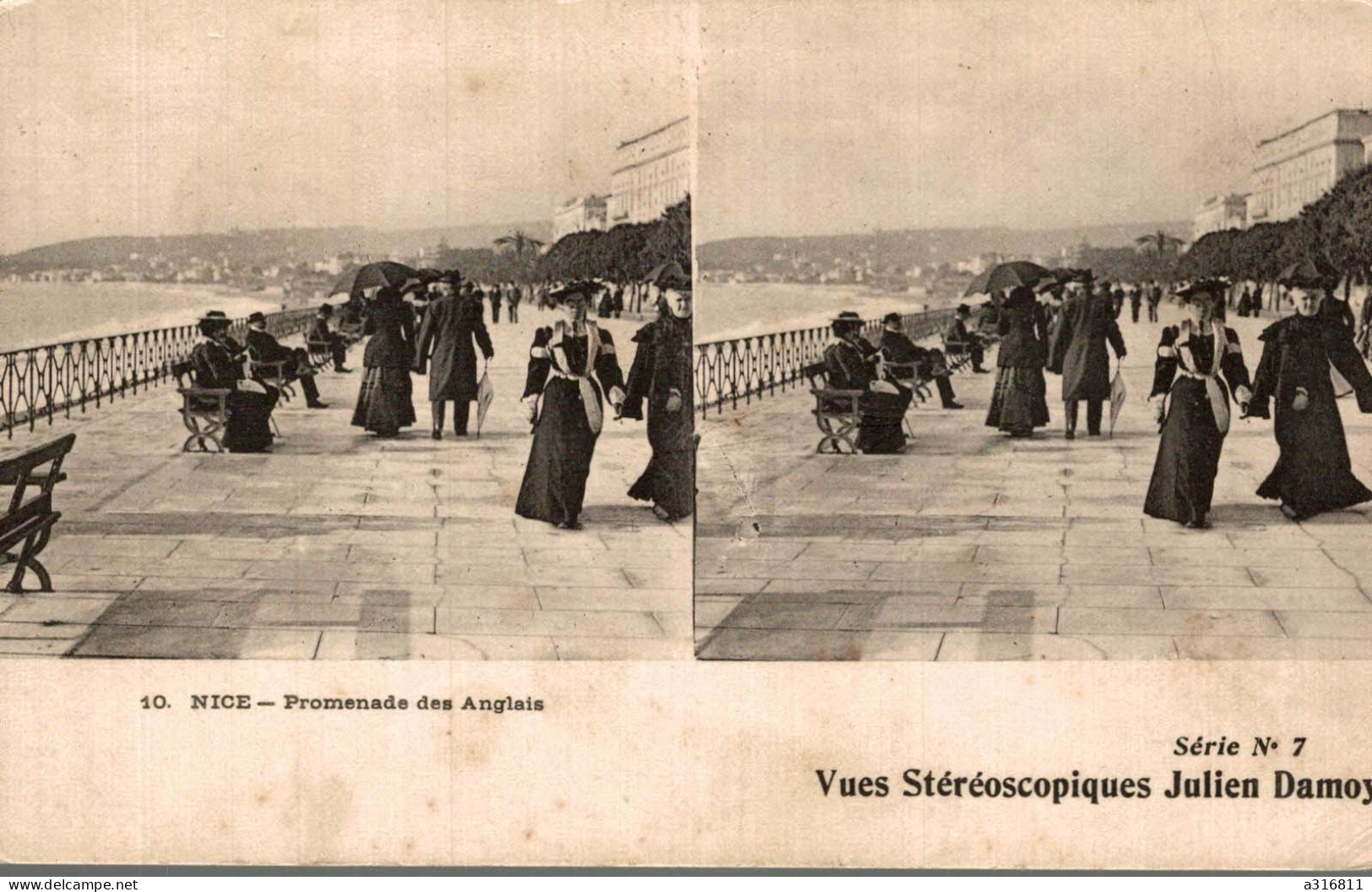 VUES STEREOSCOPIQUES  JULIEN DAMOY Nice Promenade Des Anglais - Cartes Stéréoscopiques