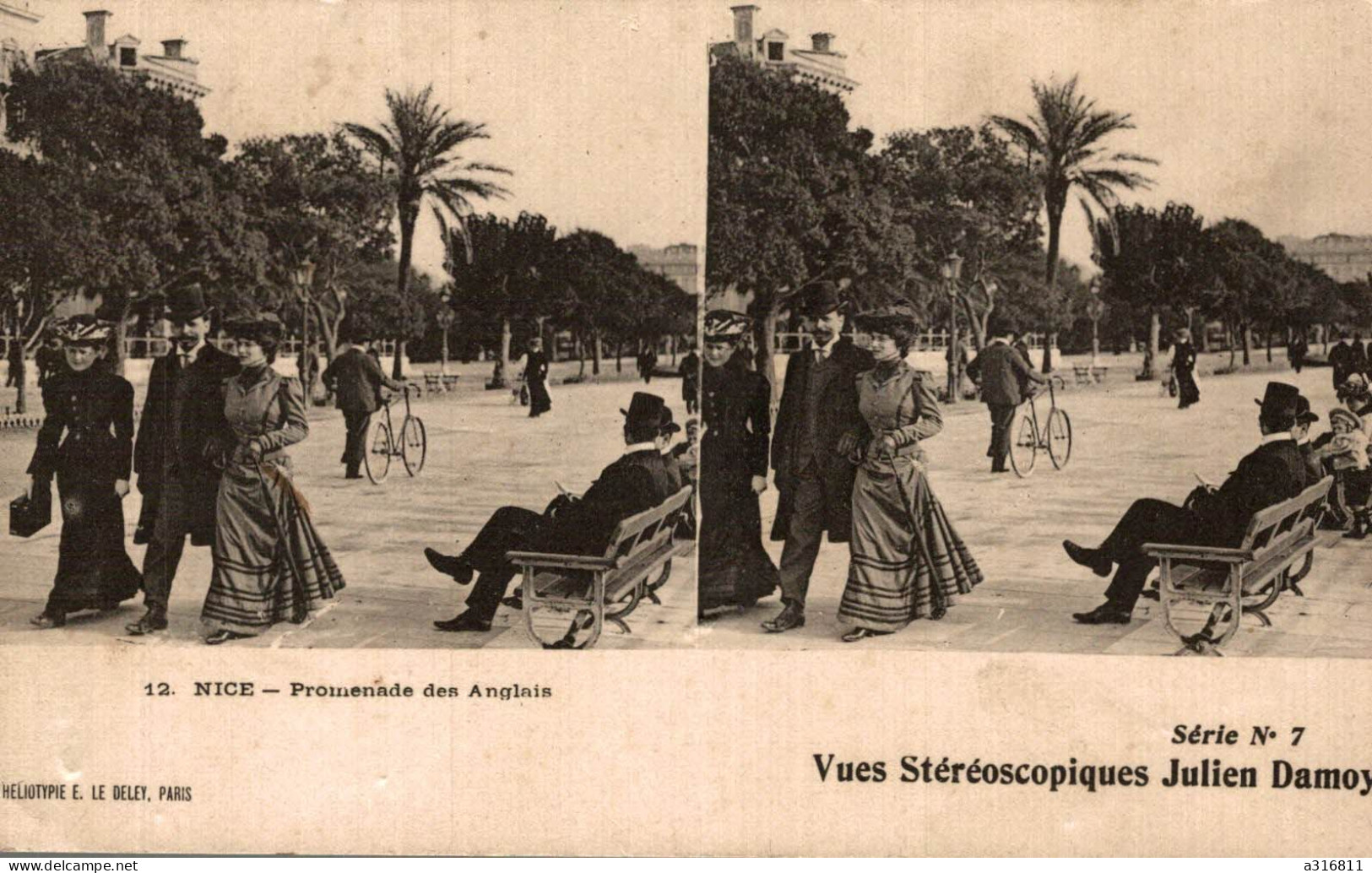 VUES STEREOSCOPIQUES  JULIEN DAMOY Nice Promenade Des Anglais - Stereoskopie