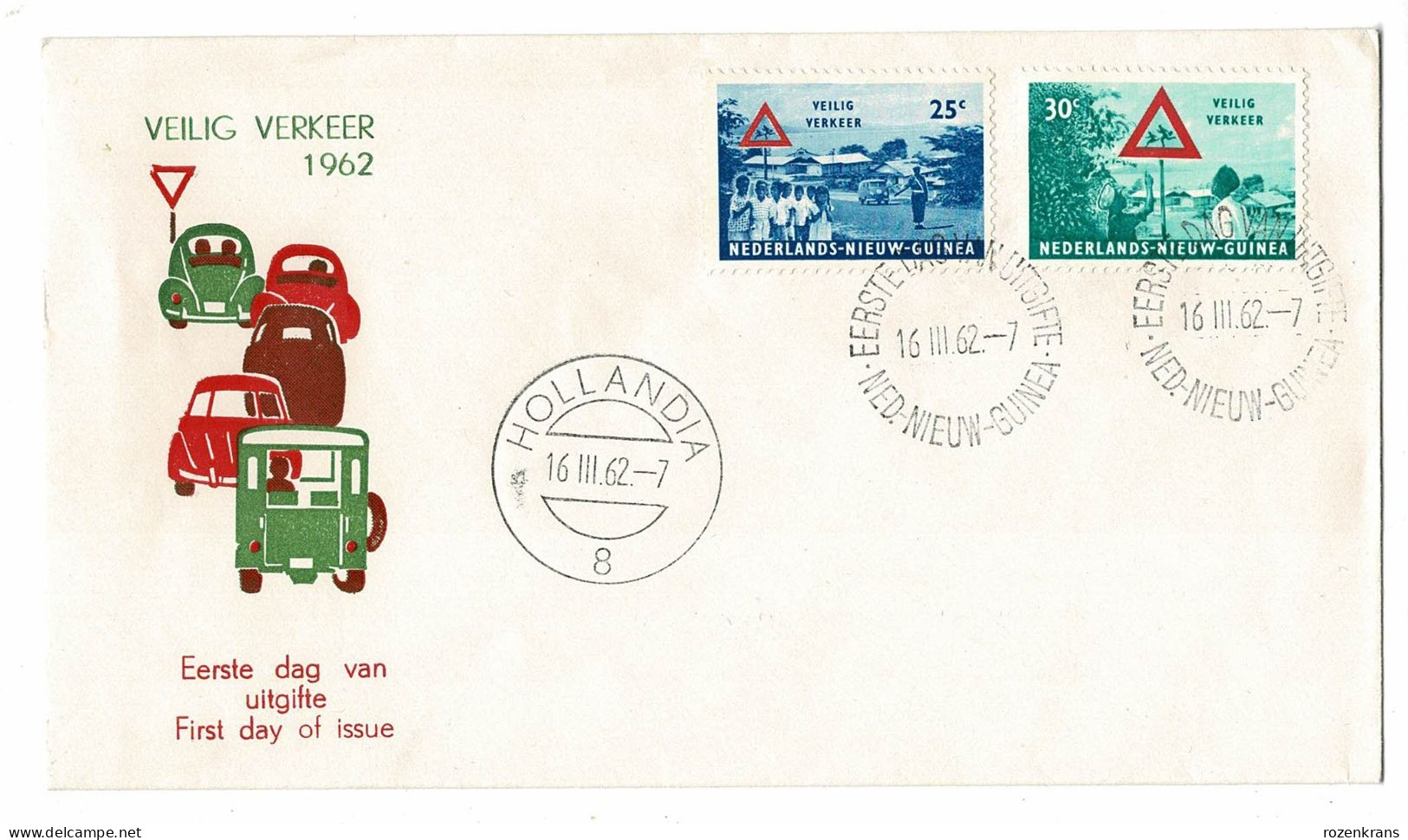 Cover FDC  First Day Of Issue Nederlands Nieuw Guinea Dutch New Guinea Veilig Verkeer Nouvelle Guinée Néerlandaise 1962 - Netherlands New Guinea