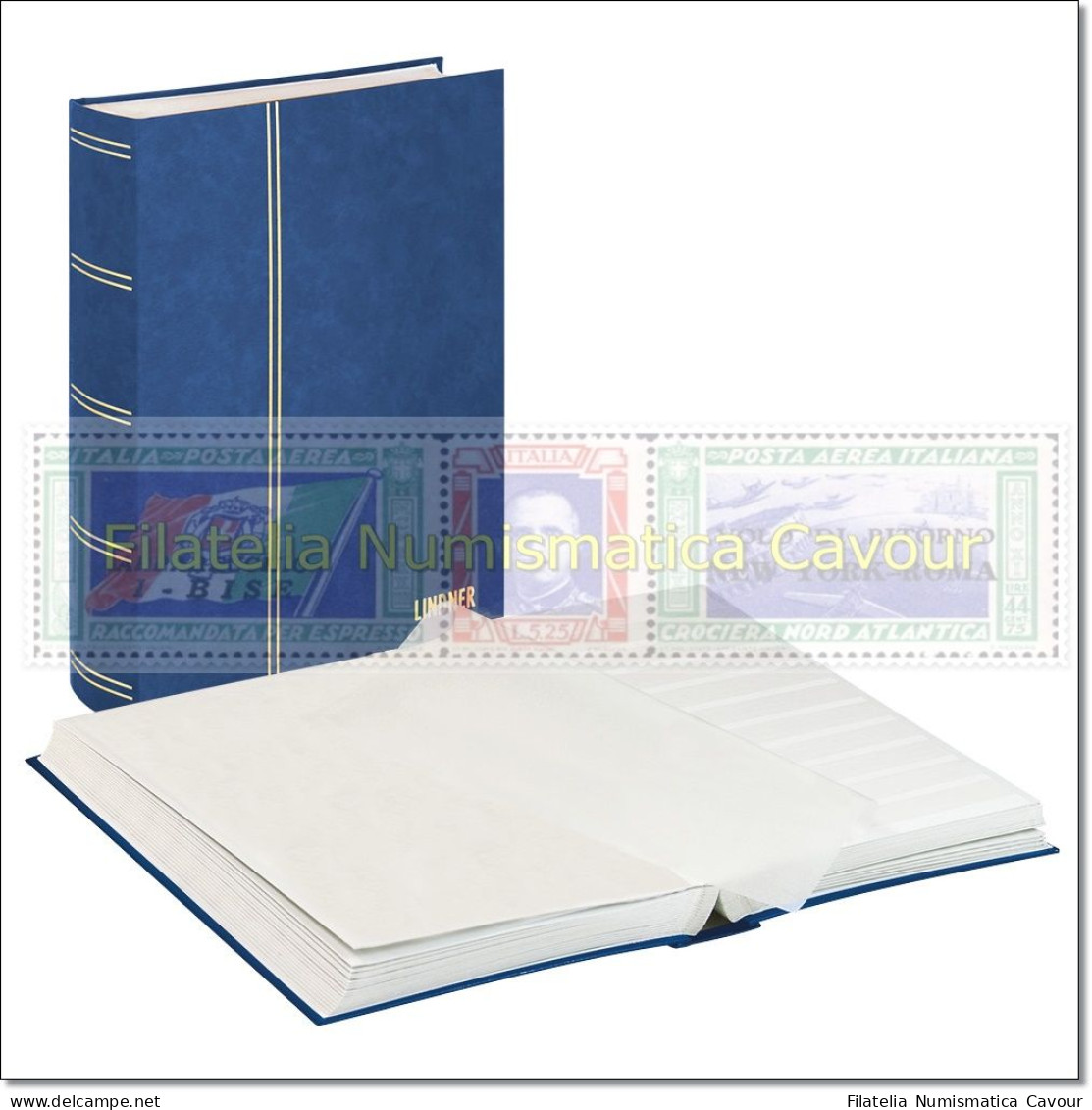 CLASSIFICATORE 30 Pagine FONDO BIANCO COPERTINA IMBOTTITA SIMILPELLE - BLU - Formato Grande, Sfondo Bianco