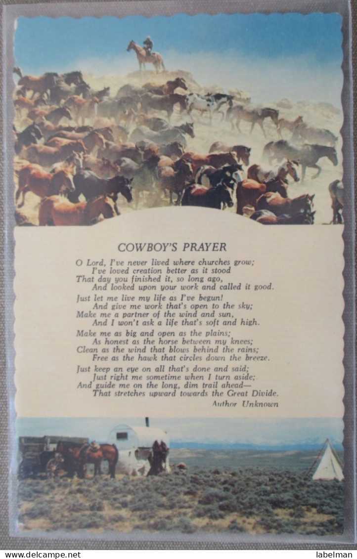 USA FAR WEST WAGON COWBOY PRAYER RANCH CATTLE KARTE CARD POSTCARD CARTOLINA CARTE POSTALE POSTKARTE ANSICHTSKARTE - Long Beach