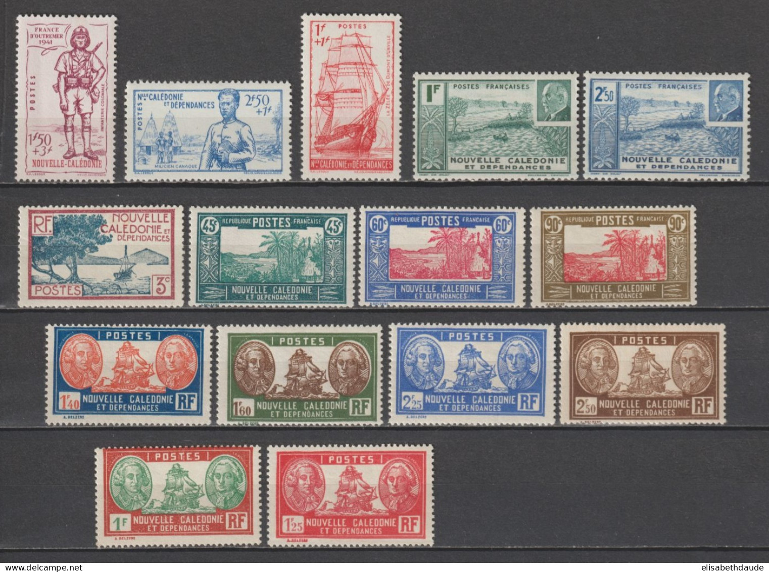 NOUVELLE CALEDONIE - 1939/1941 - SERIES COMPLETES YVERT N°180/194 * MLH  - COTE = 25.25 EUR - Ongebruikt