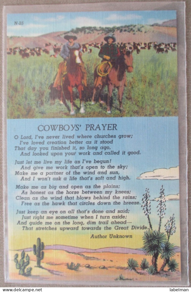 USA FAR WEST WAGON COWBOY PRAYER RANCH CATTLE KARTE CARD POSTCARD CARTOLINA CARTE POSTALE POSTKARTE ANSICHTSKARTE - Long Beach