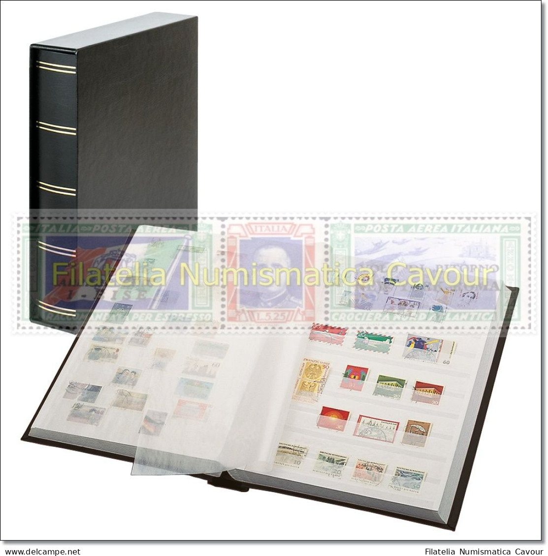 CLASSIFICATORE 30 Pagine FONDO BIANCO COPERTINA IMBOTTITA SIMILPELLE + CUSTODIA - NERO - Large Format, White Pages