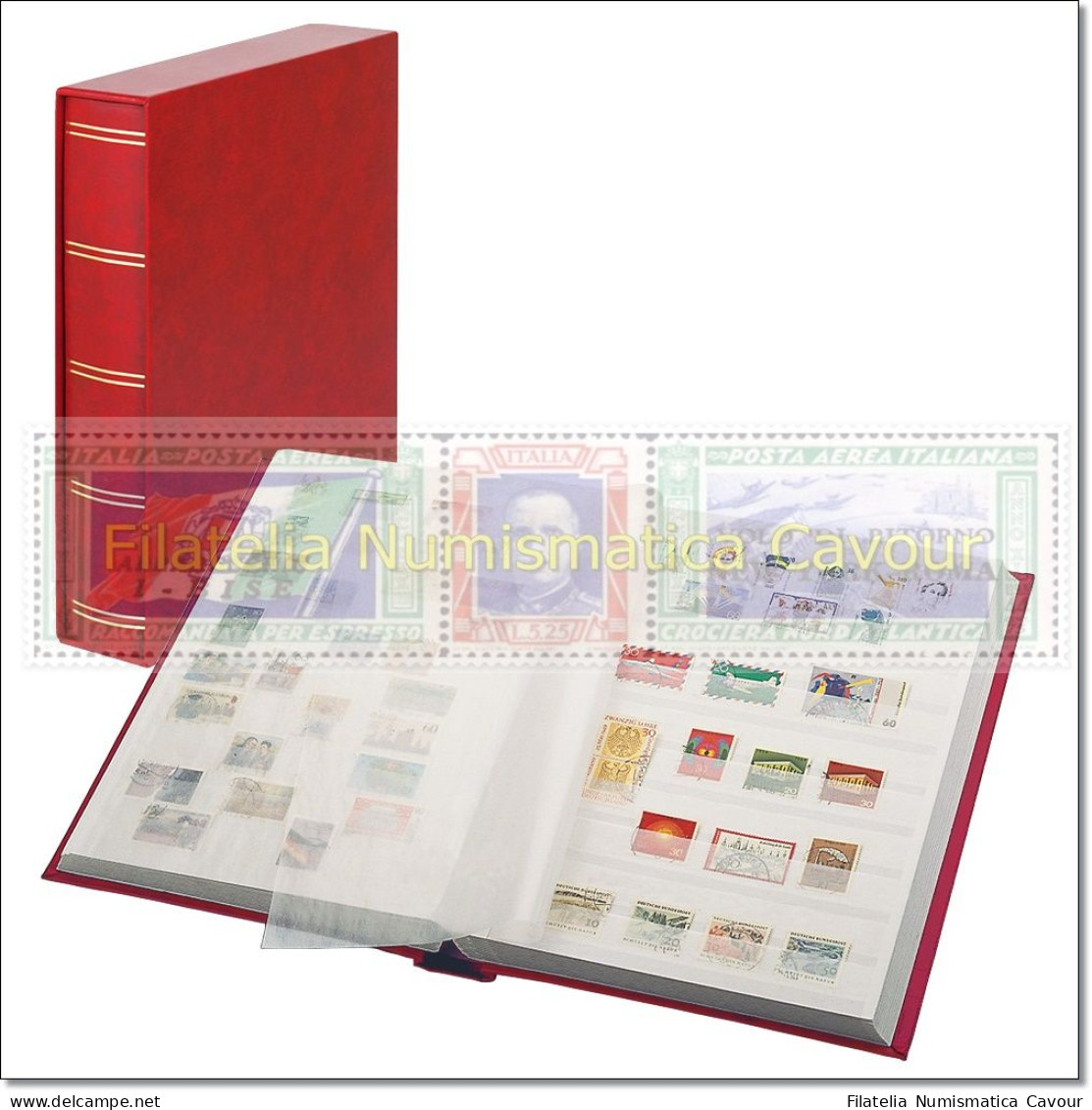 CLASSIFICATORE 30 Pagine FONDO BIANCO COPERTINA IMBOTTITA SIMILPELLE + CUSTODIA - ROSSO - Large Format, White Pages