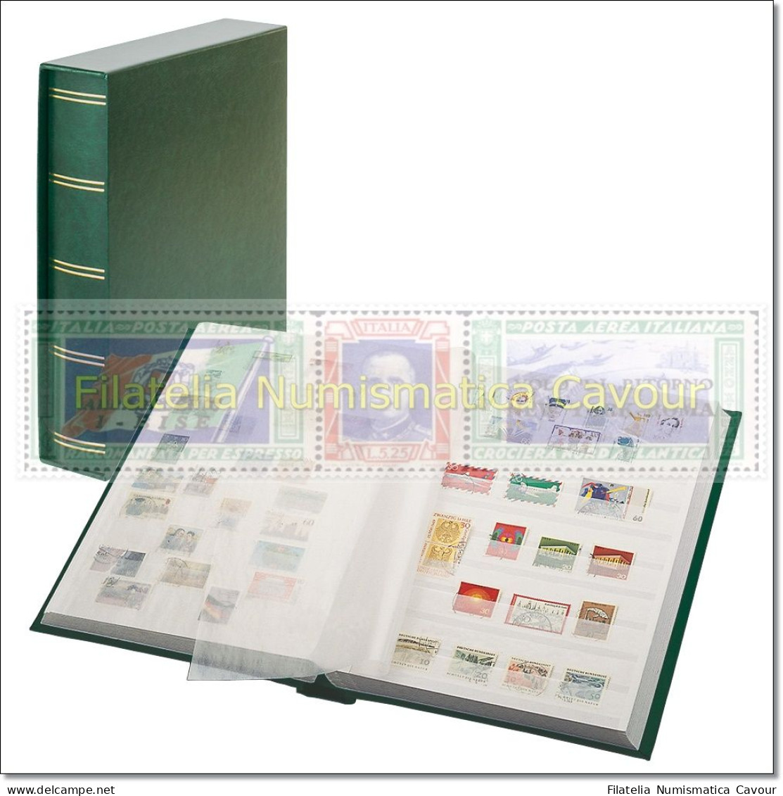 CLASSIFICATORE 30 Pagine FONDO BIANCO COPERTINA IMBOTTITA SIMILPELLE + CUSTODIA - VERDE - Large Format, White Pages