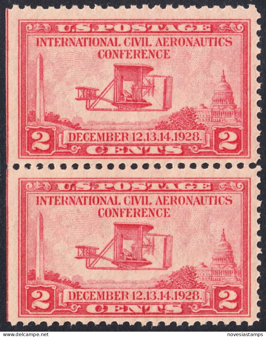 !a! USA Sc# 0649 MNH Vert.PAIR (left Side Cut / A2) - Aeronautics Conference - Nuovi