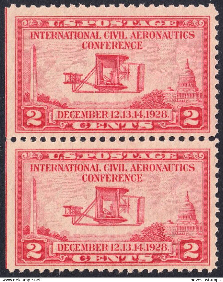 !a! USA Sc# 0649 MNH Vert.PAIR (left Side Cut / A2) - Aeronautics Conference - Unused Stamps