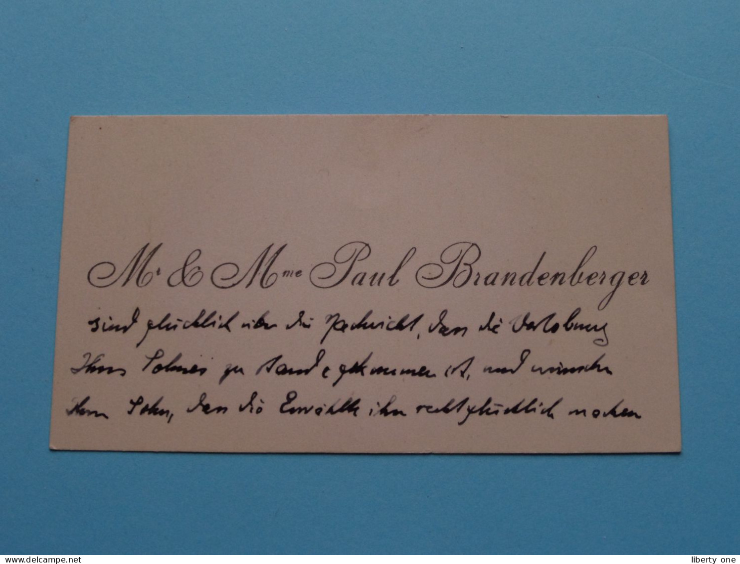 Mr. Et Mme Paul BRANDENBERGER ( Zie / Voir SCAN ) La FRANCE ! - Cartes De Visite