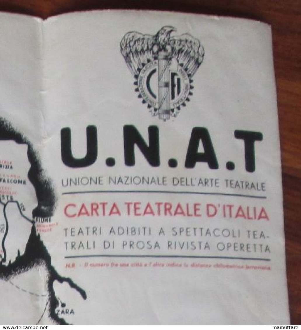 Carta Teatrale Telata D'Italia Con Indicazioni Degli Edifici Teatrali Antichi  adibiti A Spettacoli Di Prosa Rivista - Europe