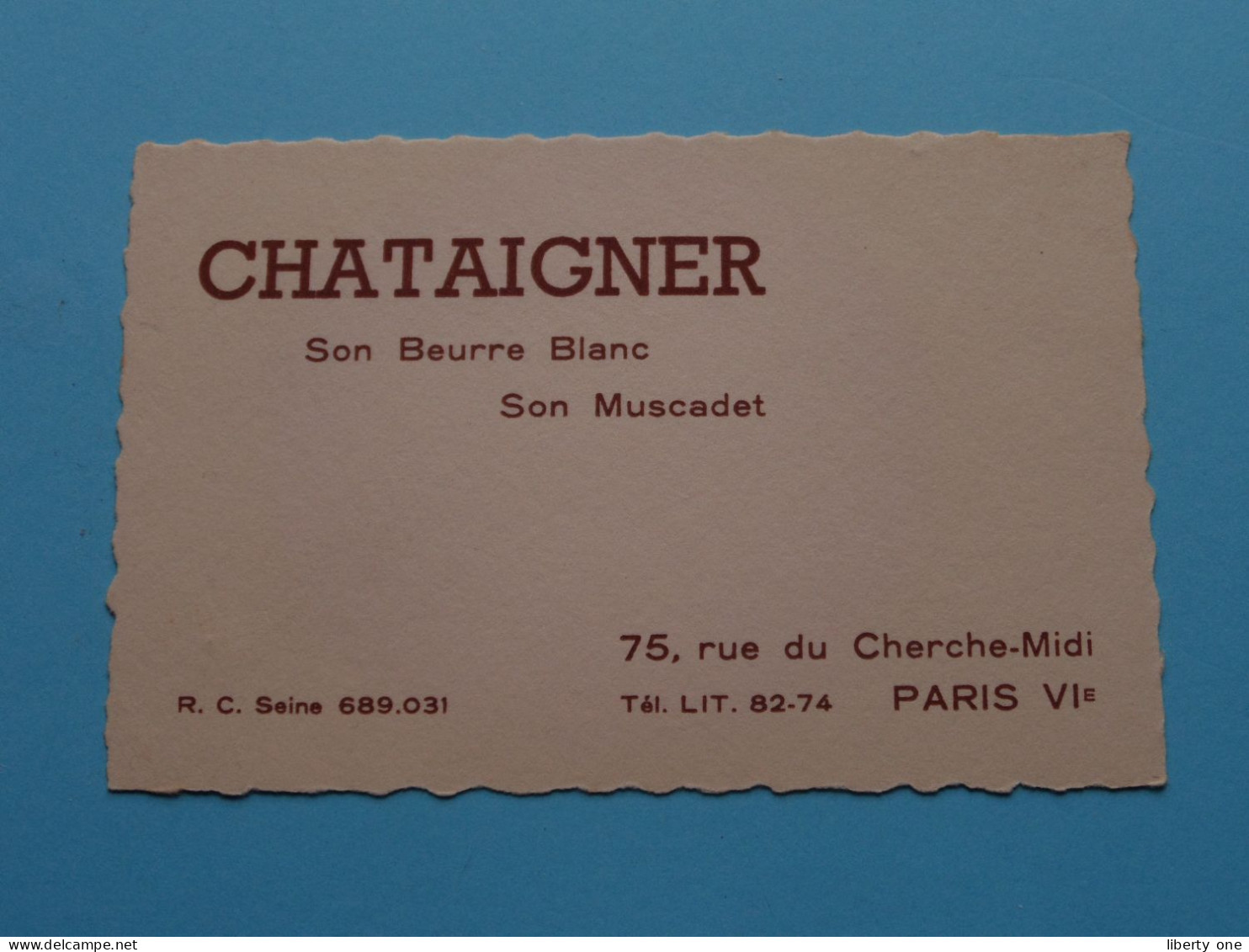 CHATAIGNER Son Beurre Blanc Son Muscadet à PARIS VIe ( Zie / Voir SCAN ) La FRANCE ! - Visiting Cards