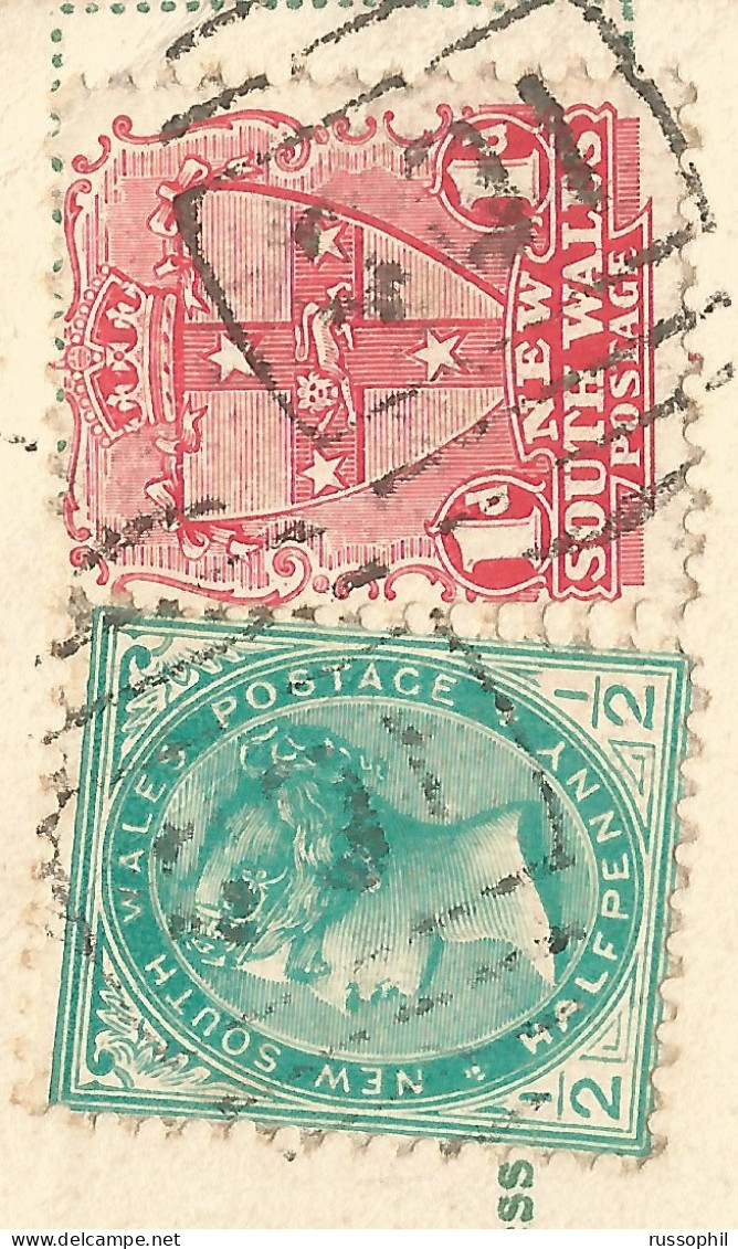 AUSTRALIA NSW - FRANKED PC (VIEW OF SYDNEY) FROM WARKWORTH TO ITALY - BARRED NUMERAL CANCEL 401 - 1905 - Covers & Documents