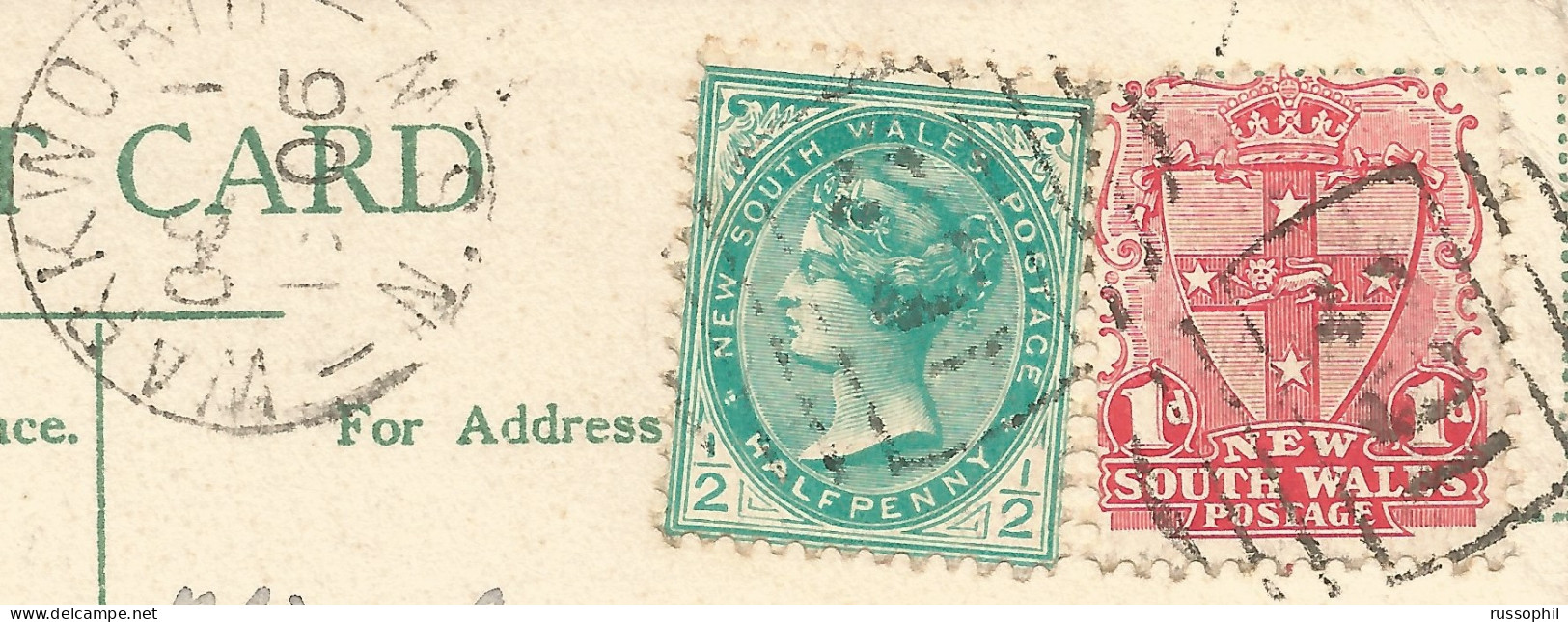 AUSTRALIA NSW - FRANKED PC (VIEW OF SYDNEY) FROM WARKWORTH TO ITALY - BARRED NUMERAL CANCEL 401 - 1905 - Briefe U. Dokumente