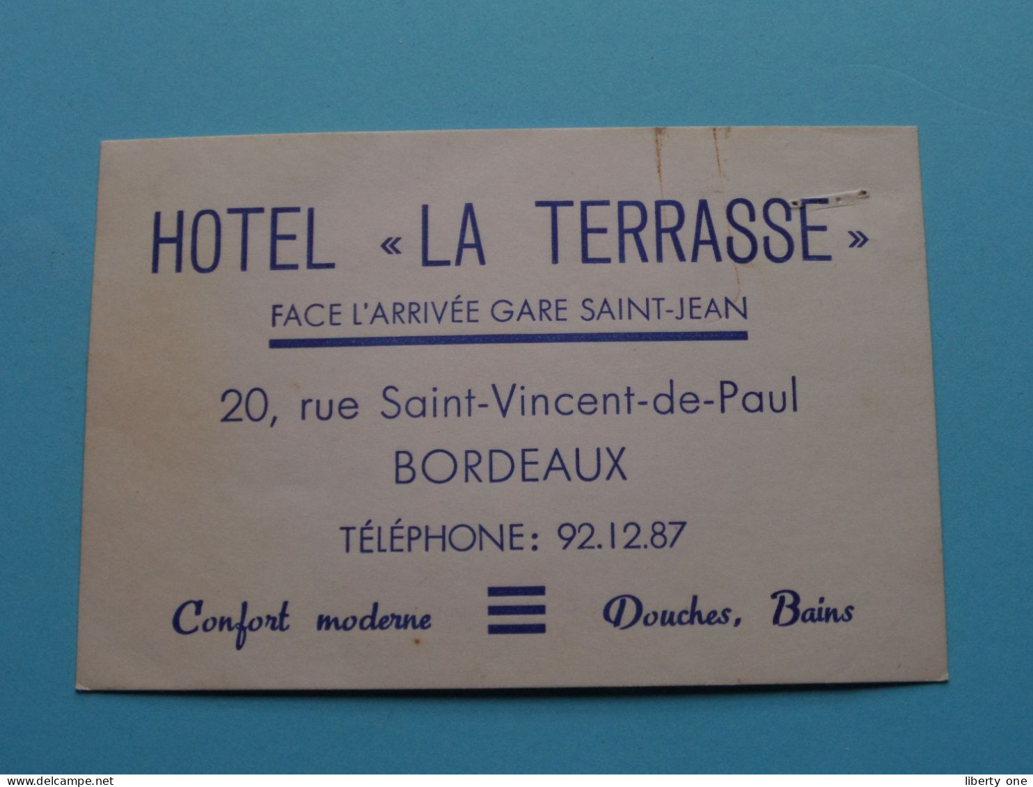 Hotel " LA TERRASSE " > BORDEAUX > Face Gare Saint-Jean ( Zie / Voir SCAN ) La FRANCE ! - Visiting Cards
