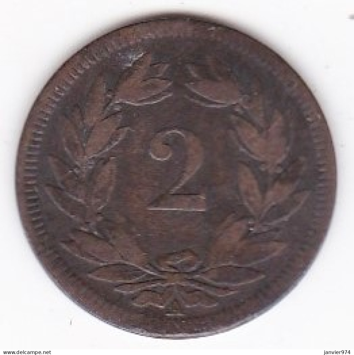 Suisse 2 Rappen 1850 A Paris , En Bronze , KM# 4 - 2 Centimes / Rappen