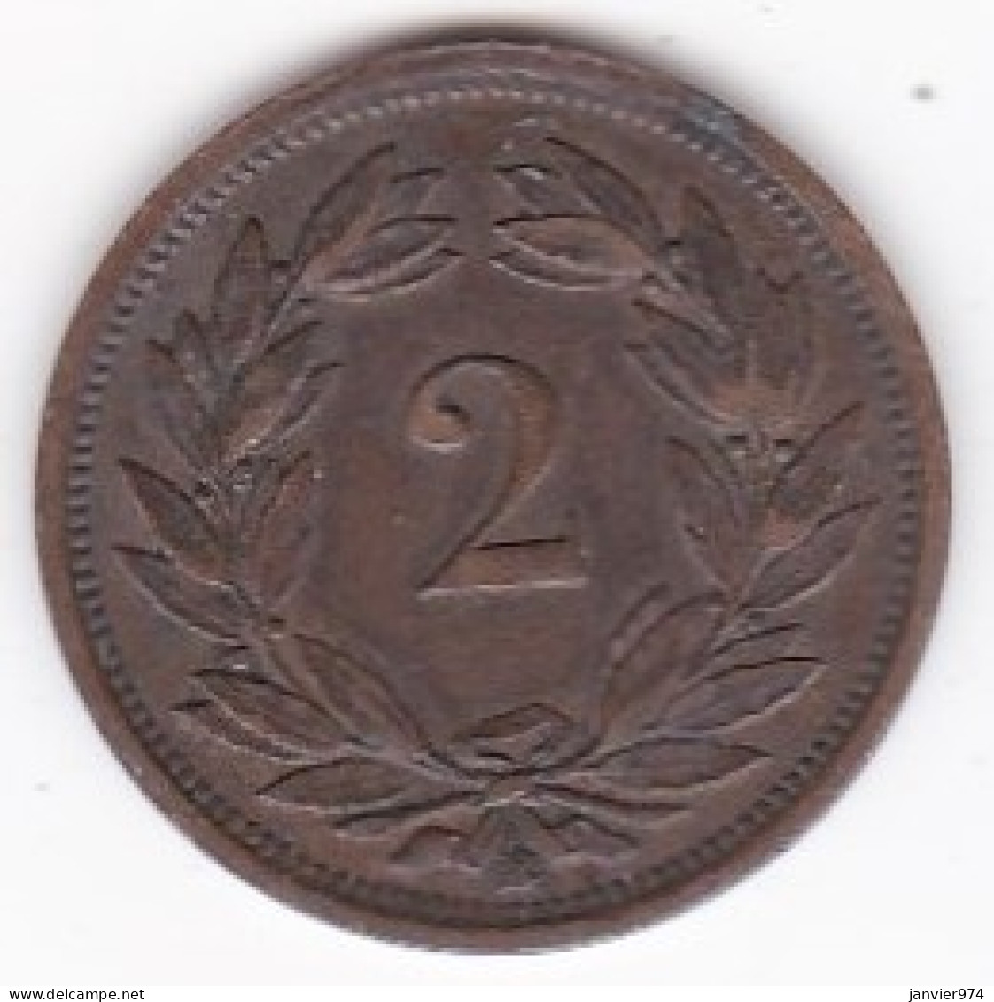 Suisse 2 Rappen 1875 B , En Bronze , KM# 4 - 2 Centimes / Rappen