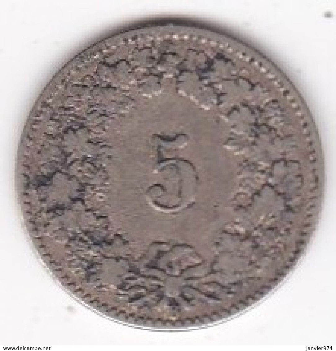 Suisse 5 Rappen 1872 B , En Billon, KM# 5 - 5 Rappen