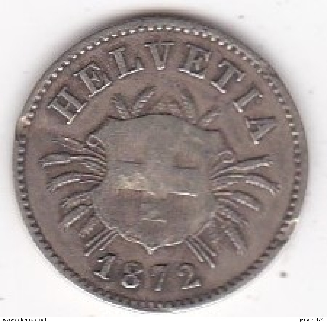 Suisse 5 Rappen 1872 B , En Billon, KM# 5 - 5 Rappen