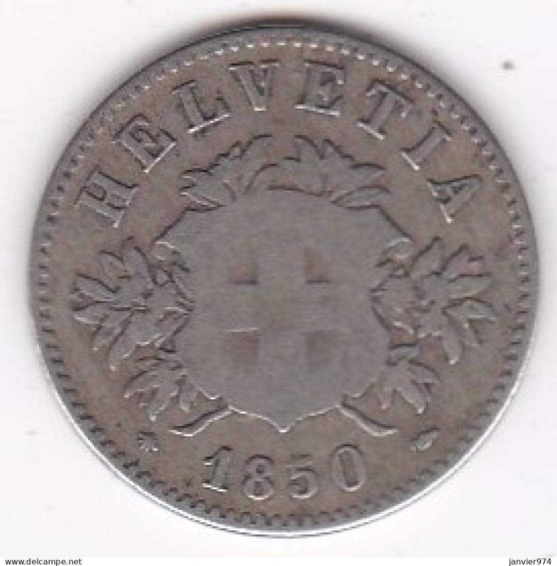 Suisse 20 Rappen 1850 BB , En Billon, KM# 7 - 20 Centimes / Rappen