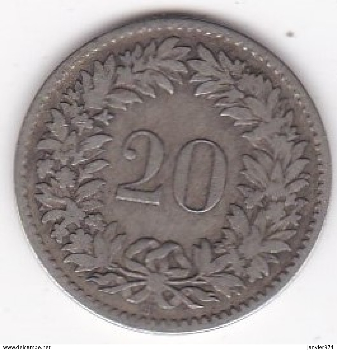 Suisse 20 Rappen 1850 BB , En Billon, KM# 7 - 20 Centimes / Rappen