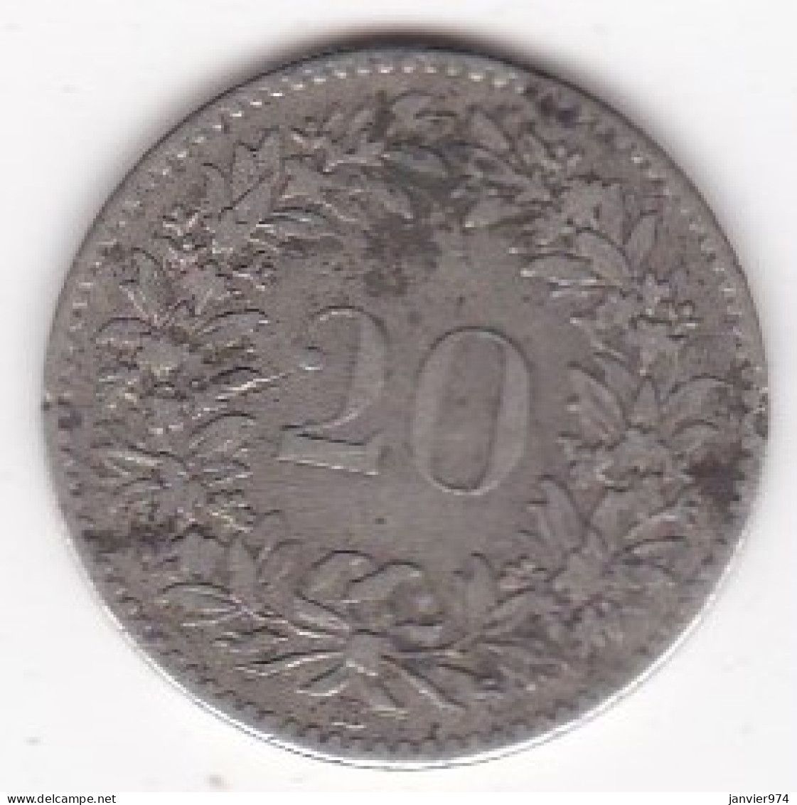 Suisse 20 Rappen 1850 BB , En Billon, KM# 7 - 20 Centimes / Rappen