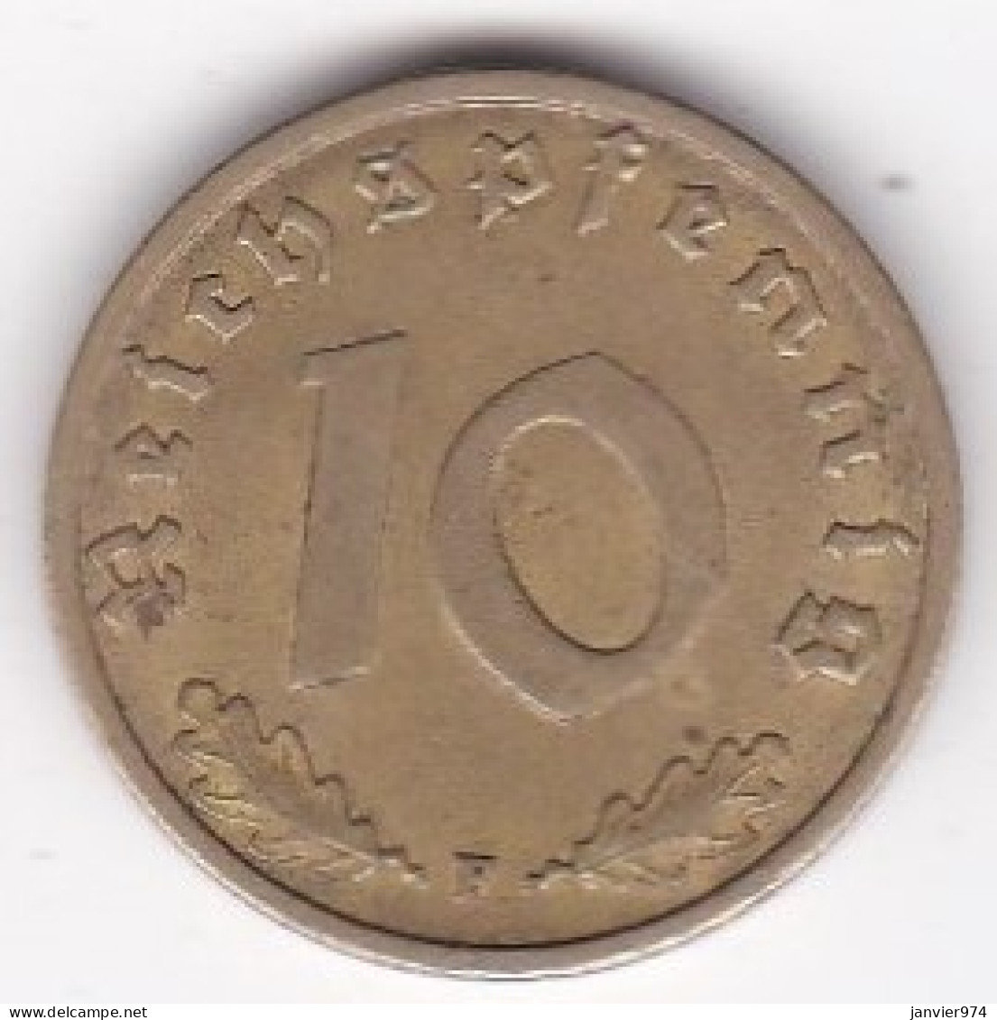 10 Reichspfennig 1938 F STUTGART . Bronze-aluminium - 10 Reichspfennig