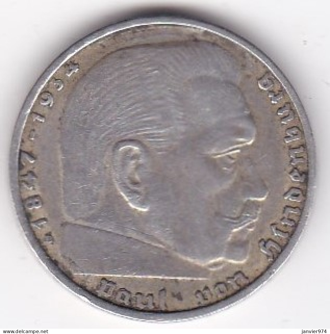 2 Reichsmark 1938 B HANNOVER, Paul Von Hindenburg, En Argent - 2 Reichsmark