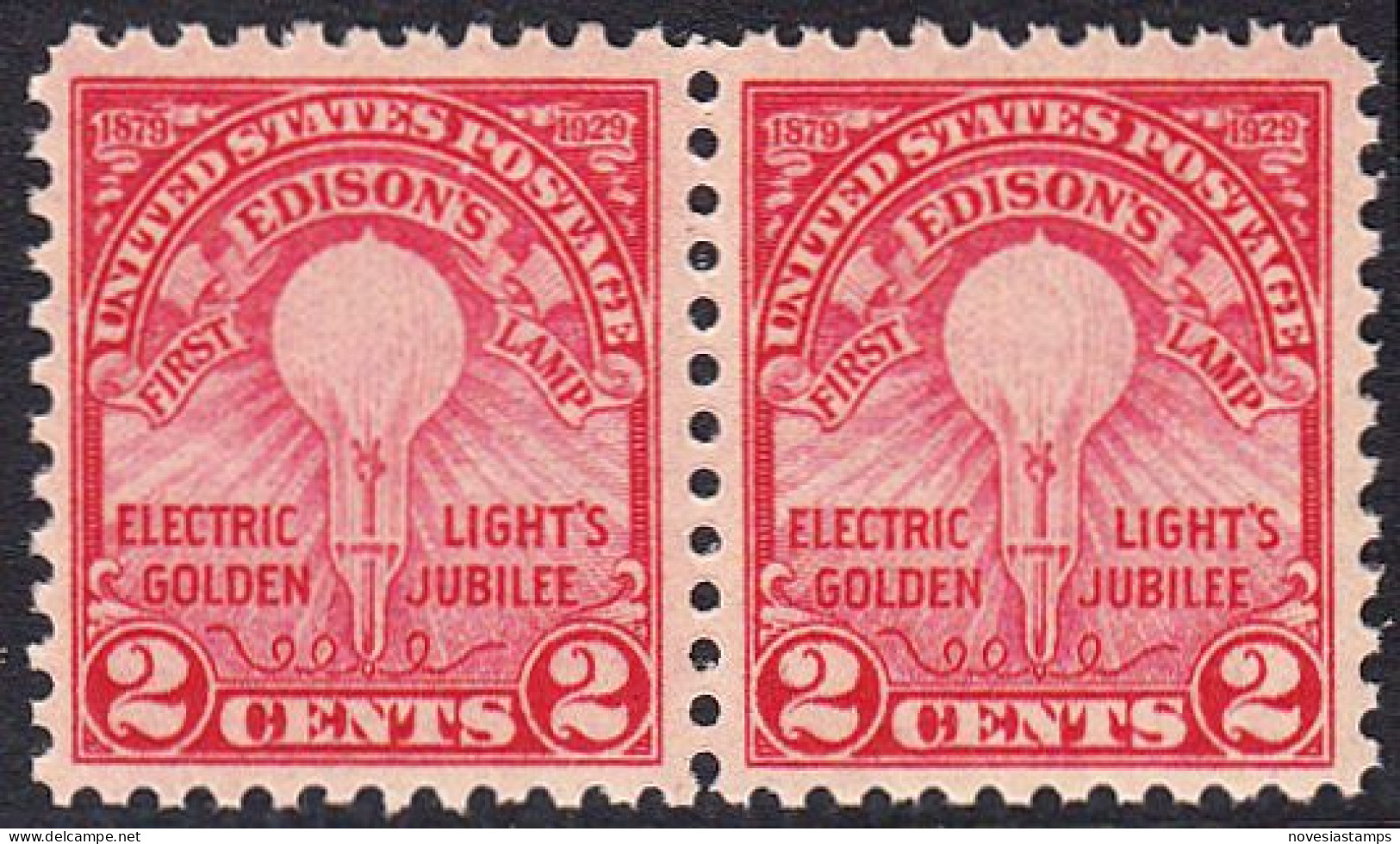 !a! USA Sc# 0655 MNH Horiz.PAIR (a3) - Electric Lights Golden Jubilee - Neufs