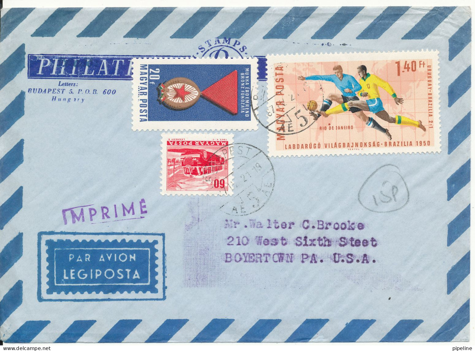 Hungary Air Mail Cover Sent To USA Budapest 21-4-1967 - Storia Postale