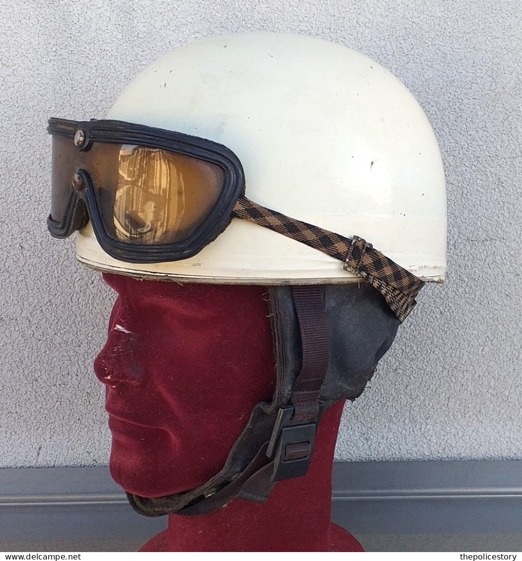 Casco Da Motociclista Originale Cromwell Anni '60 Con Occhiali Molto Raro Taglia XL - Motorräder