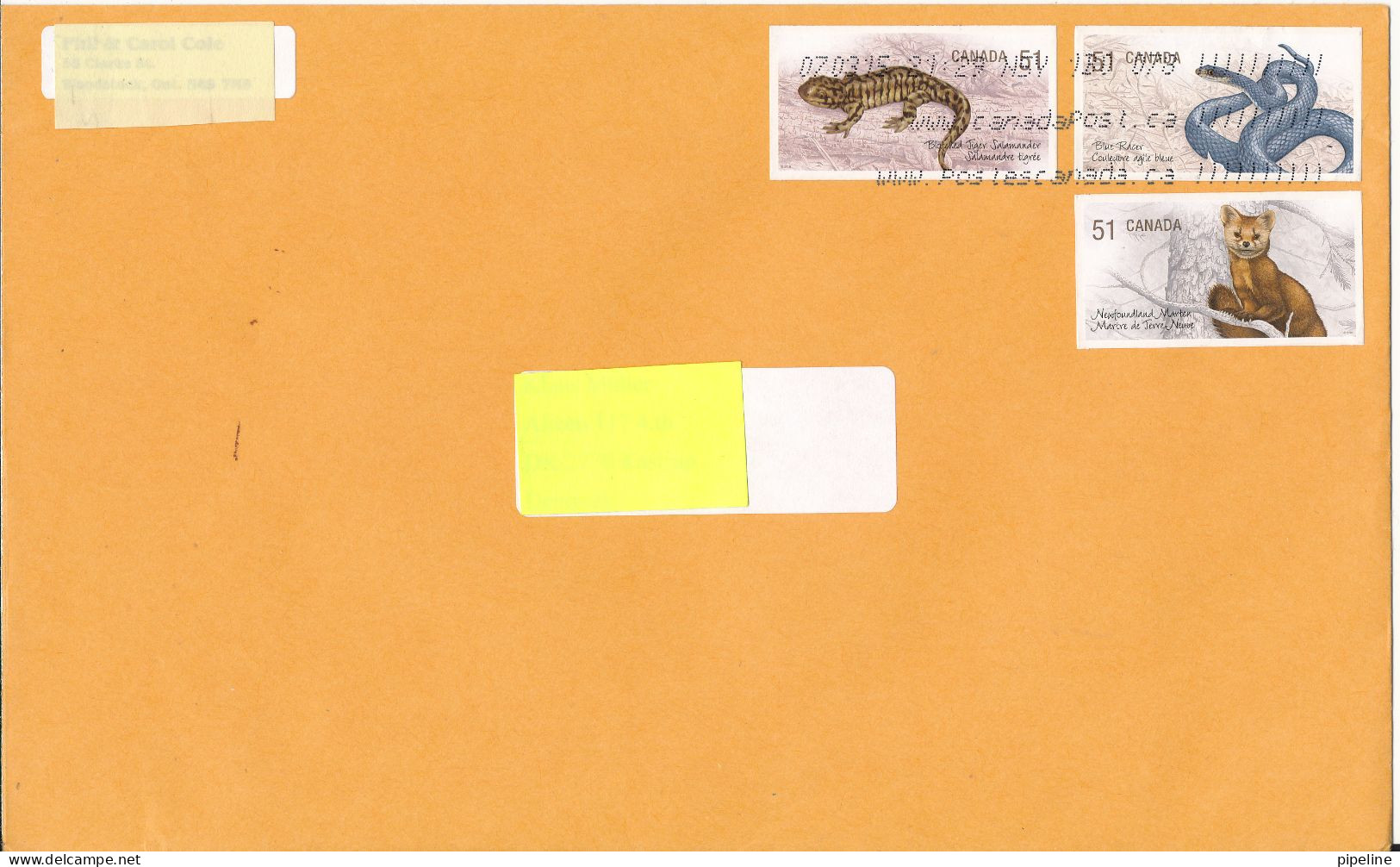 Canada Cover Sent To Denmark 15-3-2007 With More Topic Stamps SNAKE And MARTEN - Brieven En Documenten