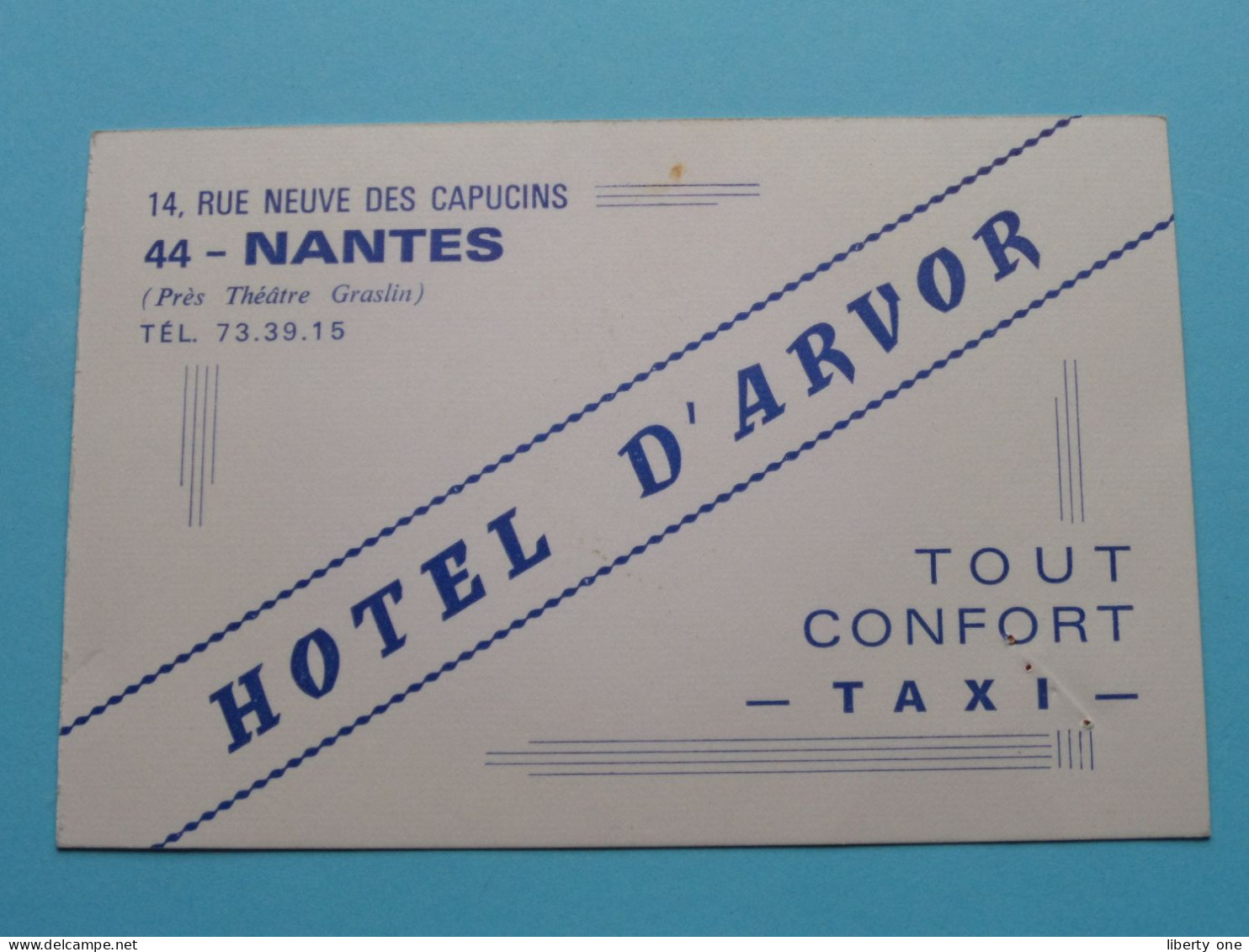 Hotel D'ARVOR à NANTES 44 ( Zie / Voir SCAN ) La FRANCE ! - Visiting Cards