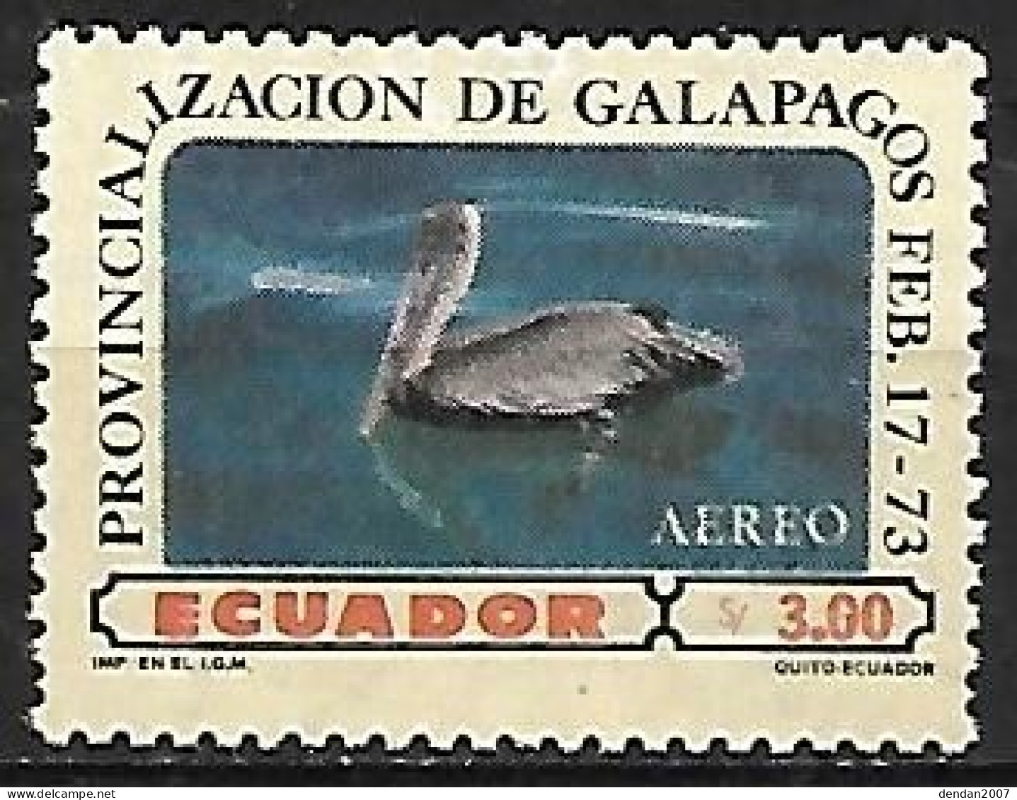 Ecuador - MNH ** 1973 - Galapagos :   Brown Pelican  -  Pelecanus Occidentali - Pelícanos