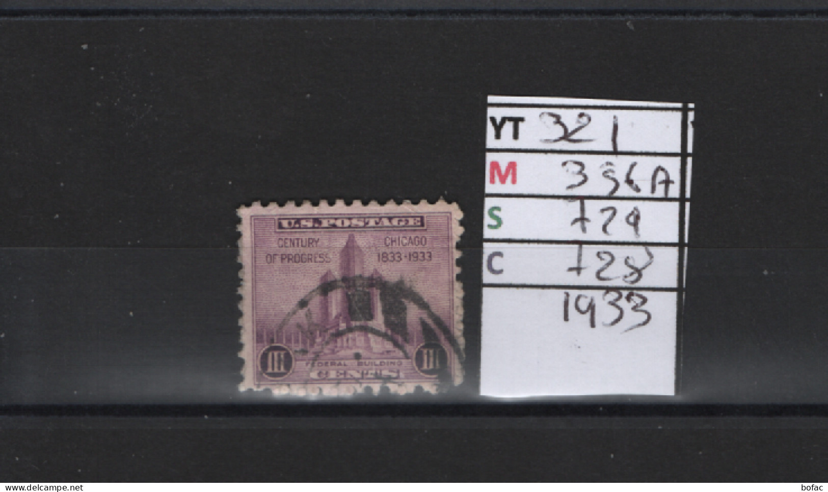 PRIX FIXE Obl 321 YT 356A  MIC 729 SCO 728 GIB Palais Fédéral 1933  Etats Unis 58A/01 - Used Stamps