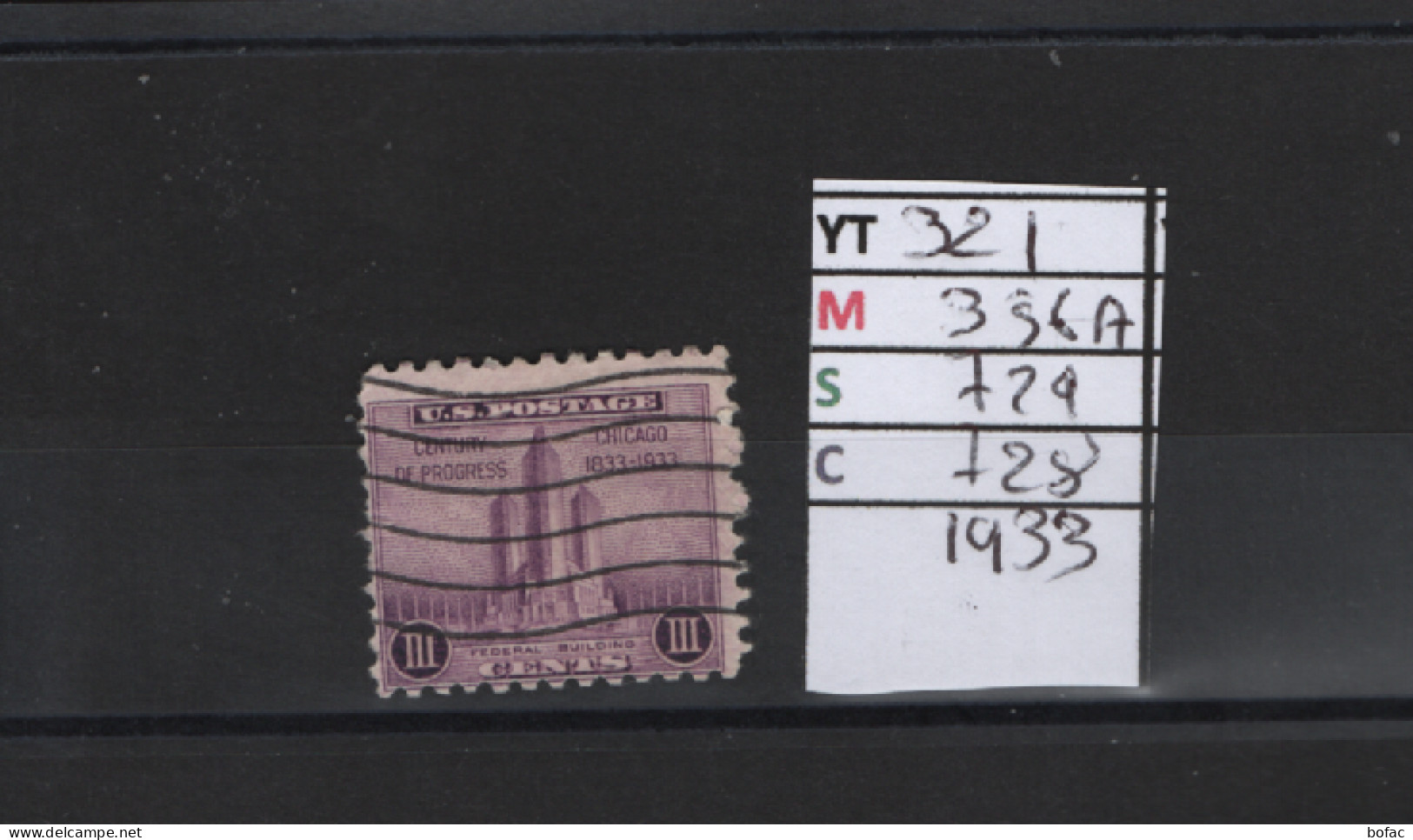 PRIX FIXE Obl 321 YT 356A  MIC 729 SCO 728 GIB Palais Fédéral 1933  Etats Unis 58A/01 - Used Stamps