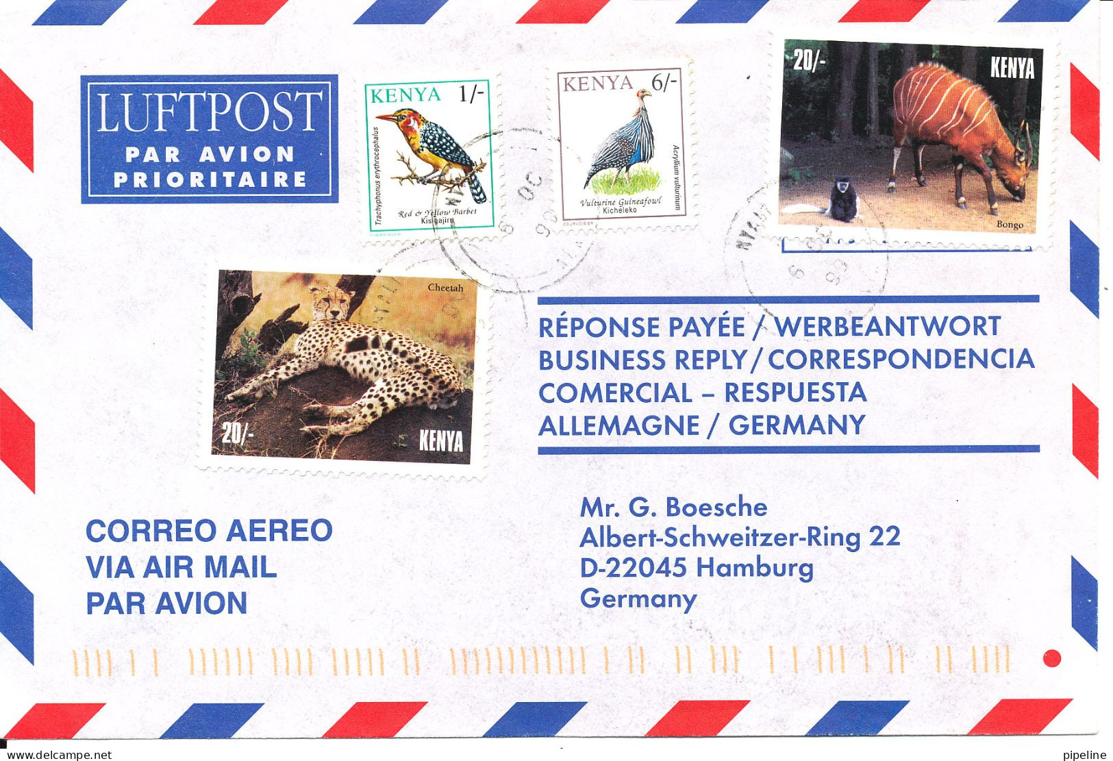 Kenya Air Mail Cover Sent To Germany 6-10-1999 - Kenya (1963-...)