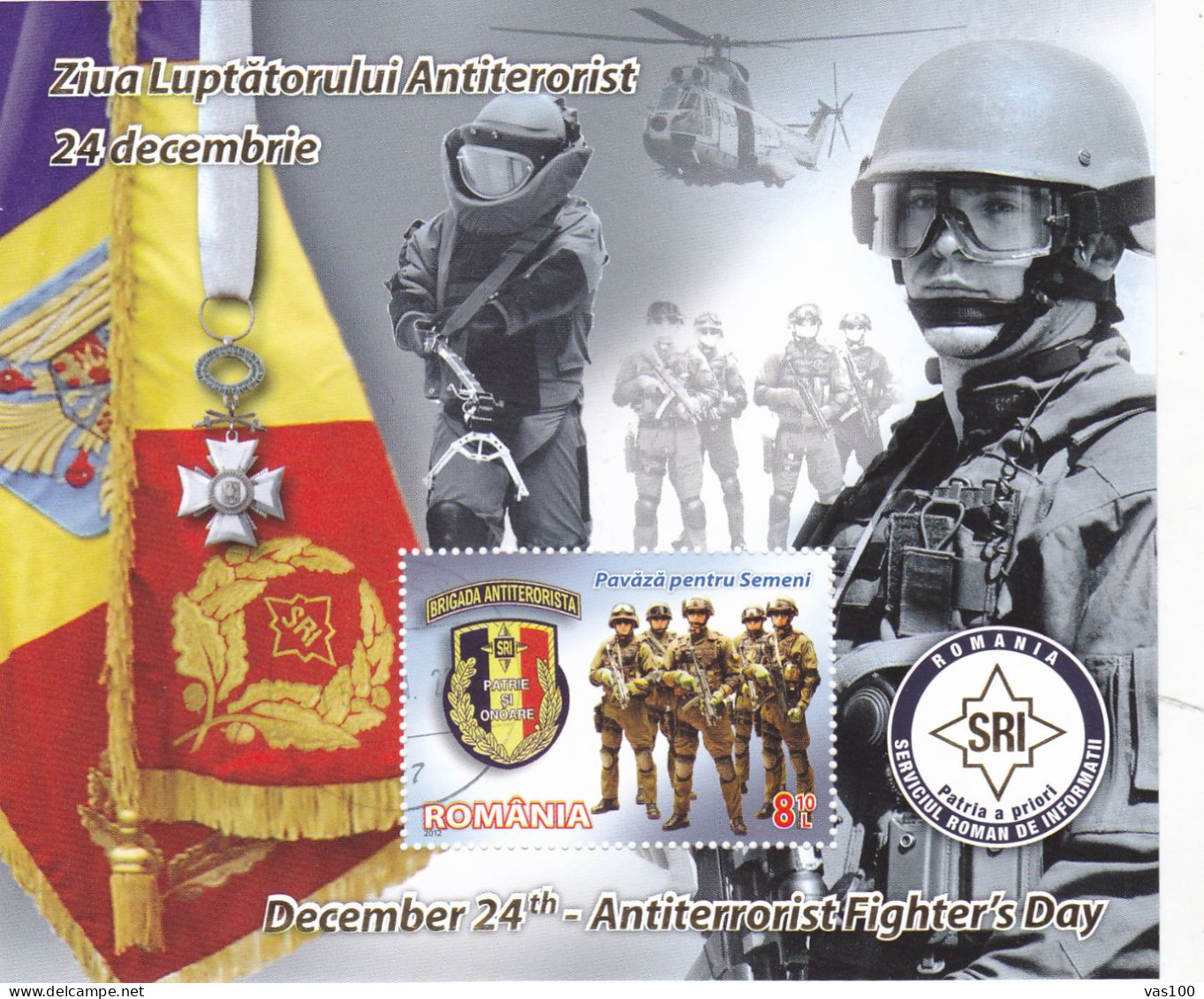 Romania 2012 Anti-terrorism Day,block, History - Militarism,sheet M/s,used - Usati