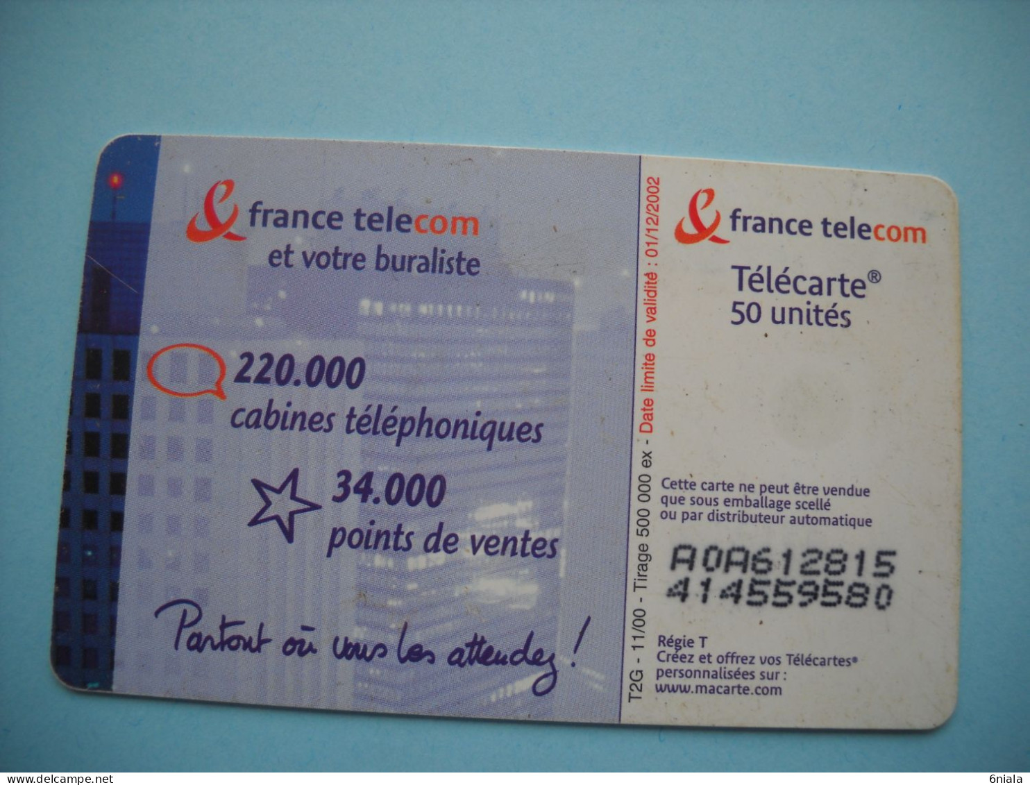 7672 Télécarte Collection 220 000 CABINES 34 000 POINTS DE VENTE    ( 2 Scans)  Carte Téléphonique - 2000