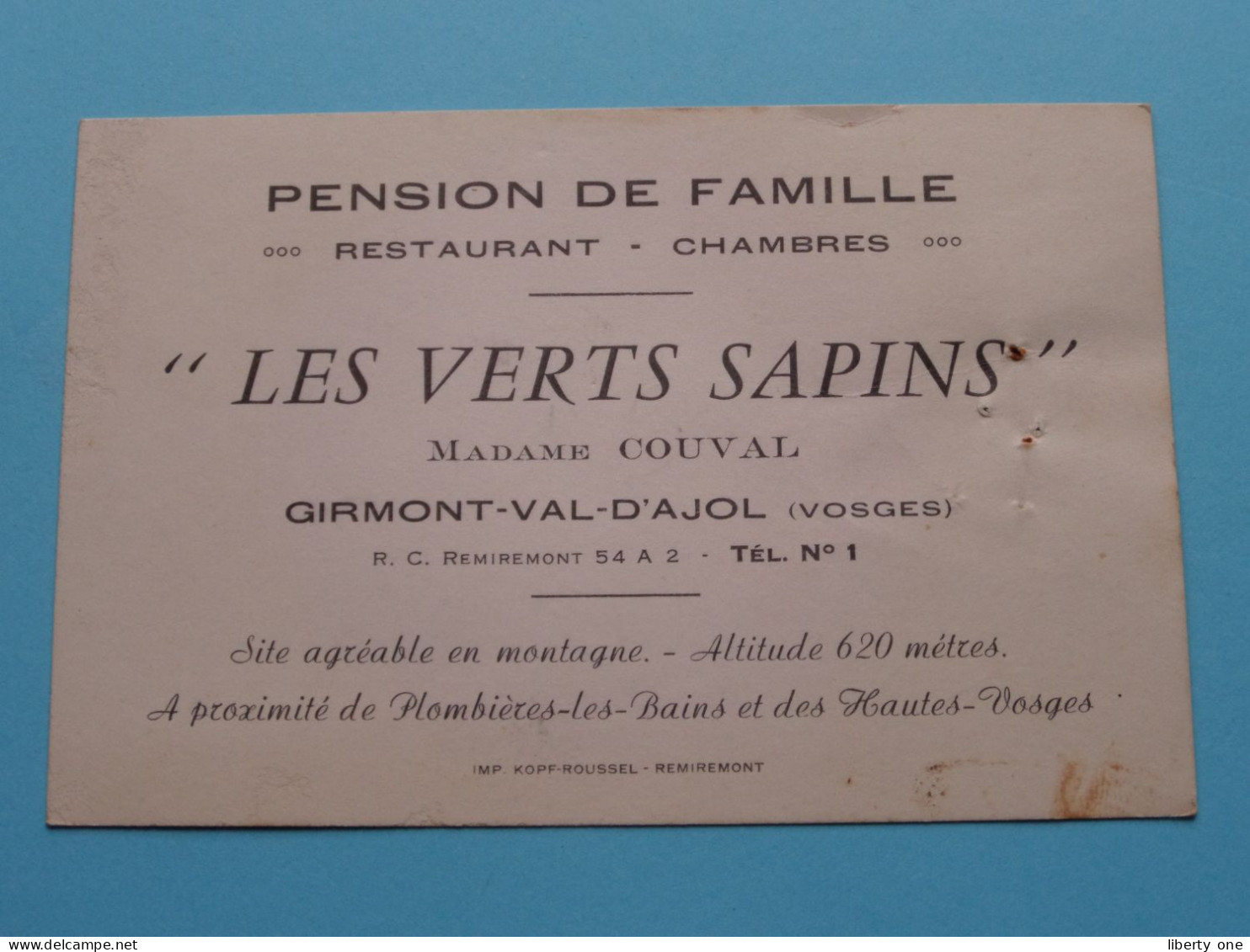 Pension De Famille " LES VERTS SAPINS " ( Mme COUVAL ) à GIRMONT-Val-D'AJOL (Vosges) > ( Zie / Voir SCAN ) La FRANCE ! - Cartes De Visite