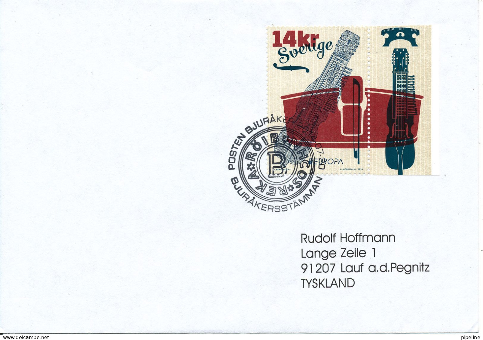 Sweden Cover With Special Postmark Bjurakersstämman 20-7-2014 Sent To Germany - Covers & Documents