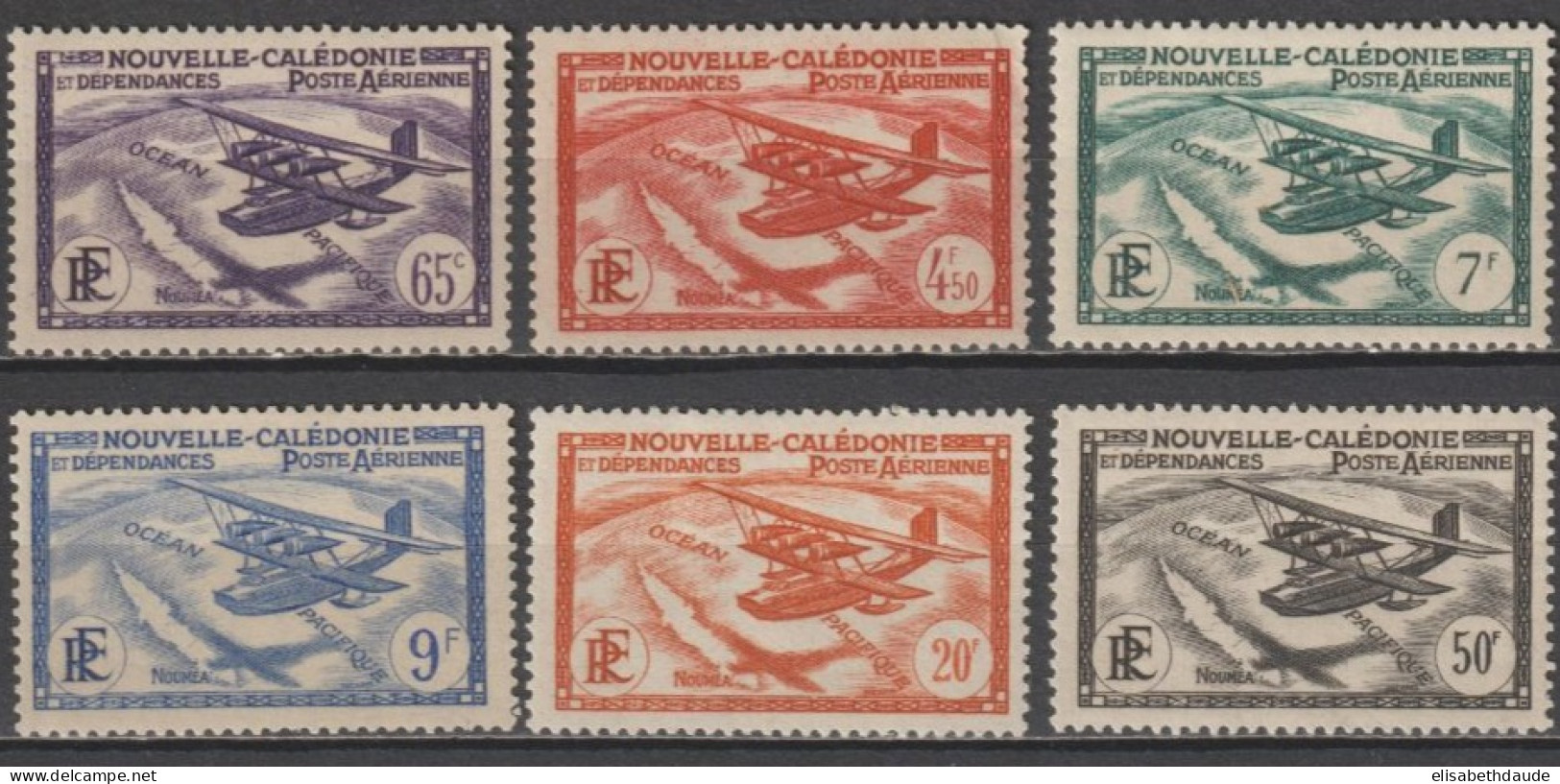 NOUVELLE CALEDONIE - 1938 - SERIE COMPLETE POSTE AERIENNE YVERT N°29/34 * MLH  - COTE Pour * = 17.25 EUR - Nuovi